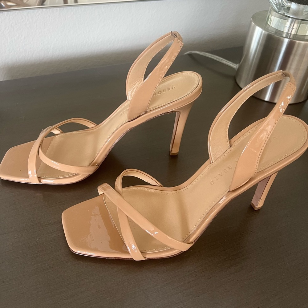 Veronica Beard "Analita" patent leather Halter sandal